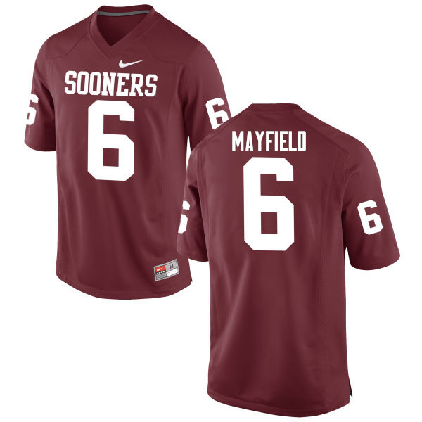 Men Oklahoma Sooners #6 Baker Mayfield College Football Jerseys Game-Crimson - Click Image to Close